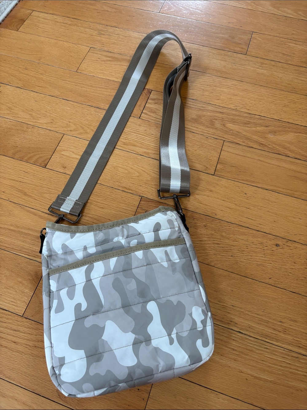 Haute shore Gray Camo Crossbody Bag with Adjustable Stripe Strap